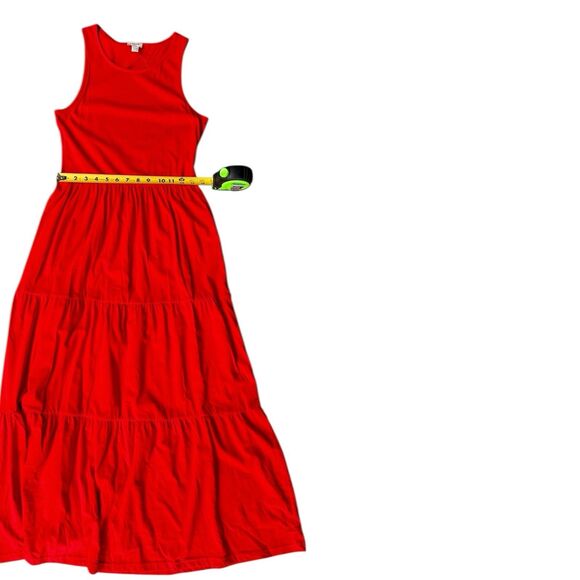 J.Crew Red Tiered Maxi Dress Womens XXS Sleeveless Peplum Sundress NWT - Picture 1 of 8